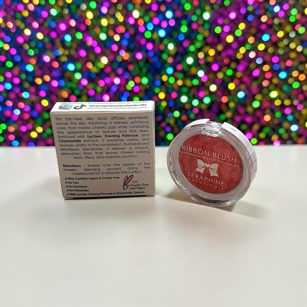 SERAPHINE BOTANICALS Ribbon Blush in Whisper (rose pink) Full Size 0.09 oz NIB - Picture 12 of 16